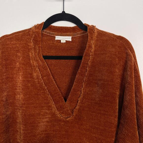 Coco + Jamieson Womens Medium M Rust Orange Chenille V Neck Sweater Pullover - Picture 5 of 8